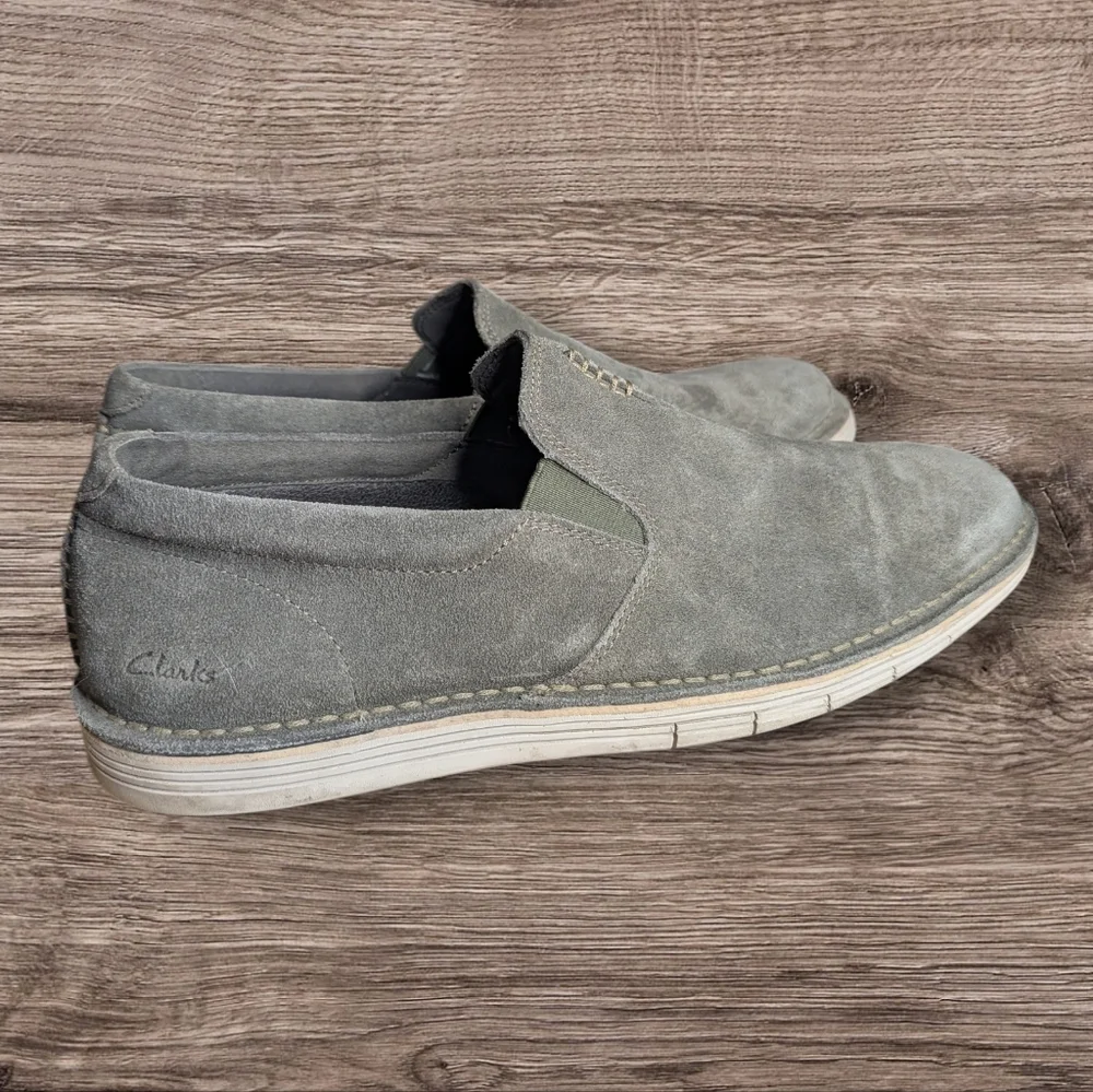 👞 Clarks Un Tailor Tie Gray Suede Slip-On Shoes | Men’s 11